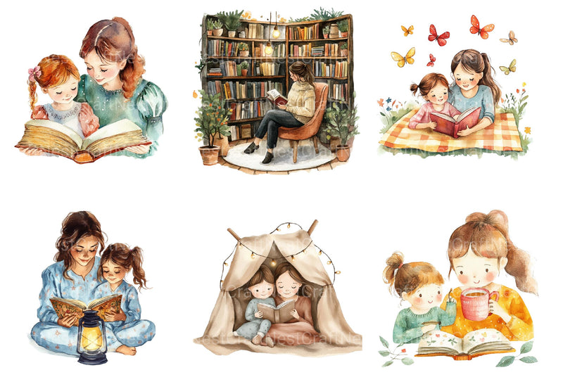 Happy Mothers Day Reading Clipart - CraftNest - Digital Crafting and Art