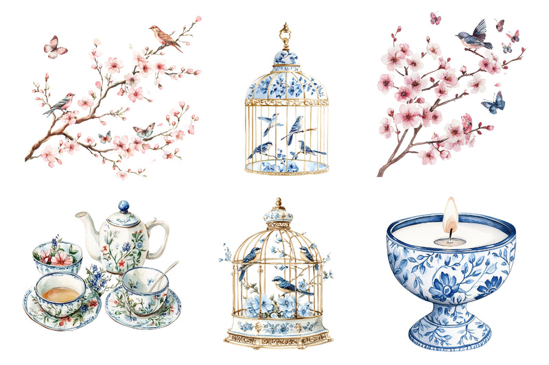 Chinoiserie Summer Clipart Bundle - CraftNest - Digital Crafting and Art