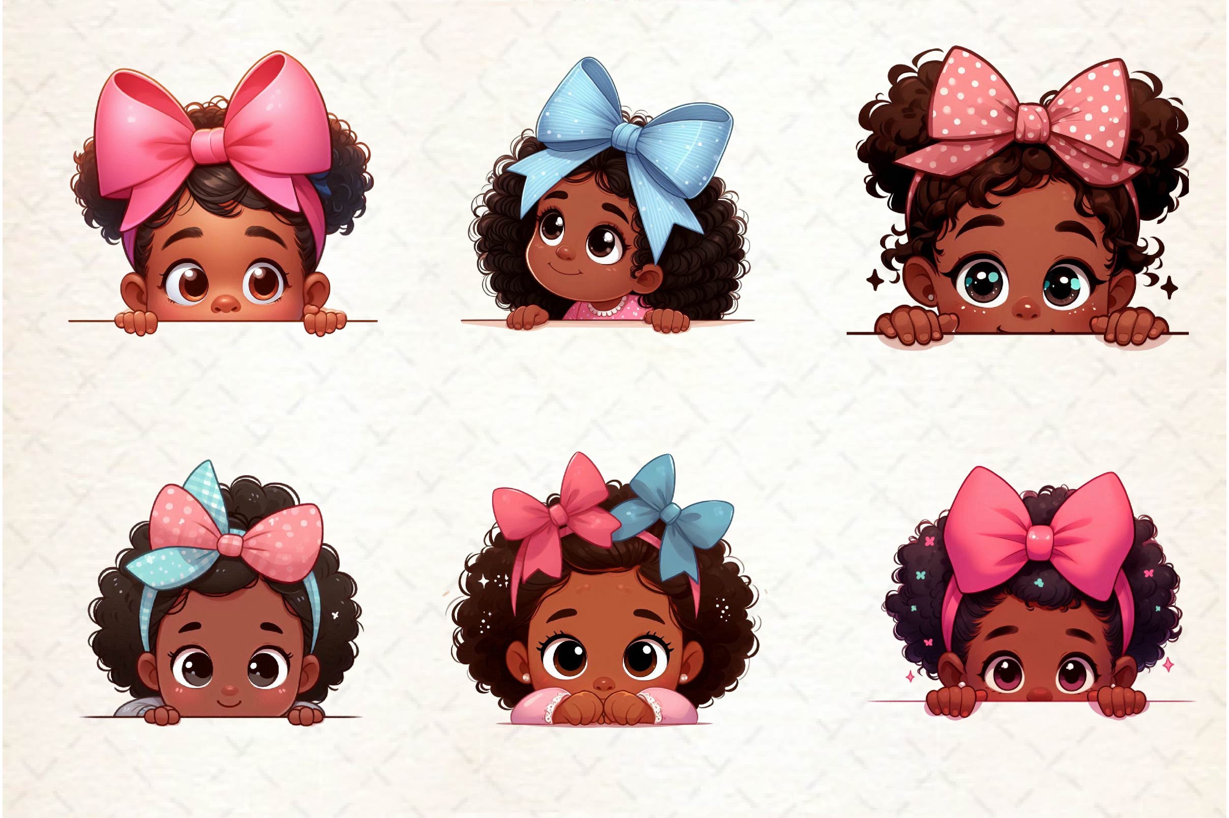 Peeking African American Little Girl Clipart Bundle - CraftNest - Digital Crafting and Art