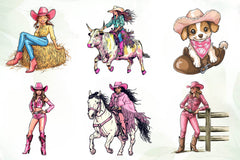 Pink Western Cowgirl Clipart Bundle 1 - CraftNest - Digital Crafting and Art