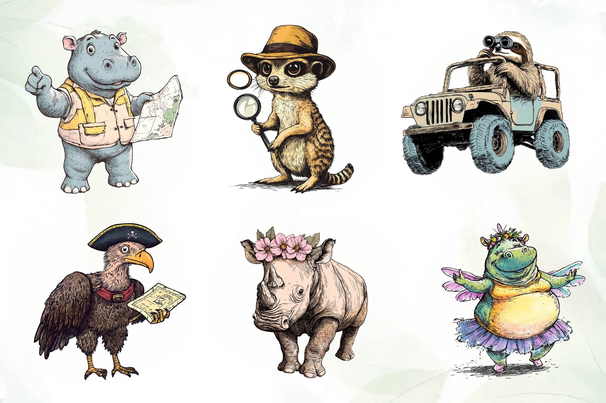 Quirky Safari Animals Clipart Bundle - CraftNest - Digital Crafting and Art