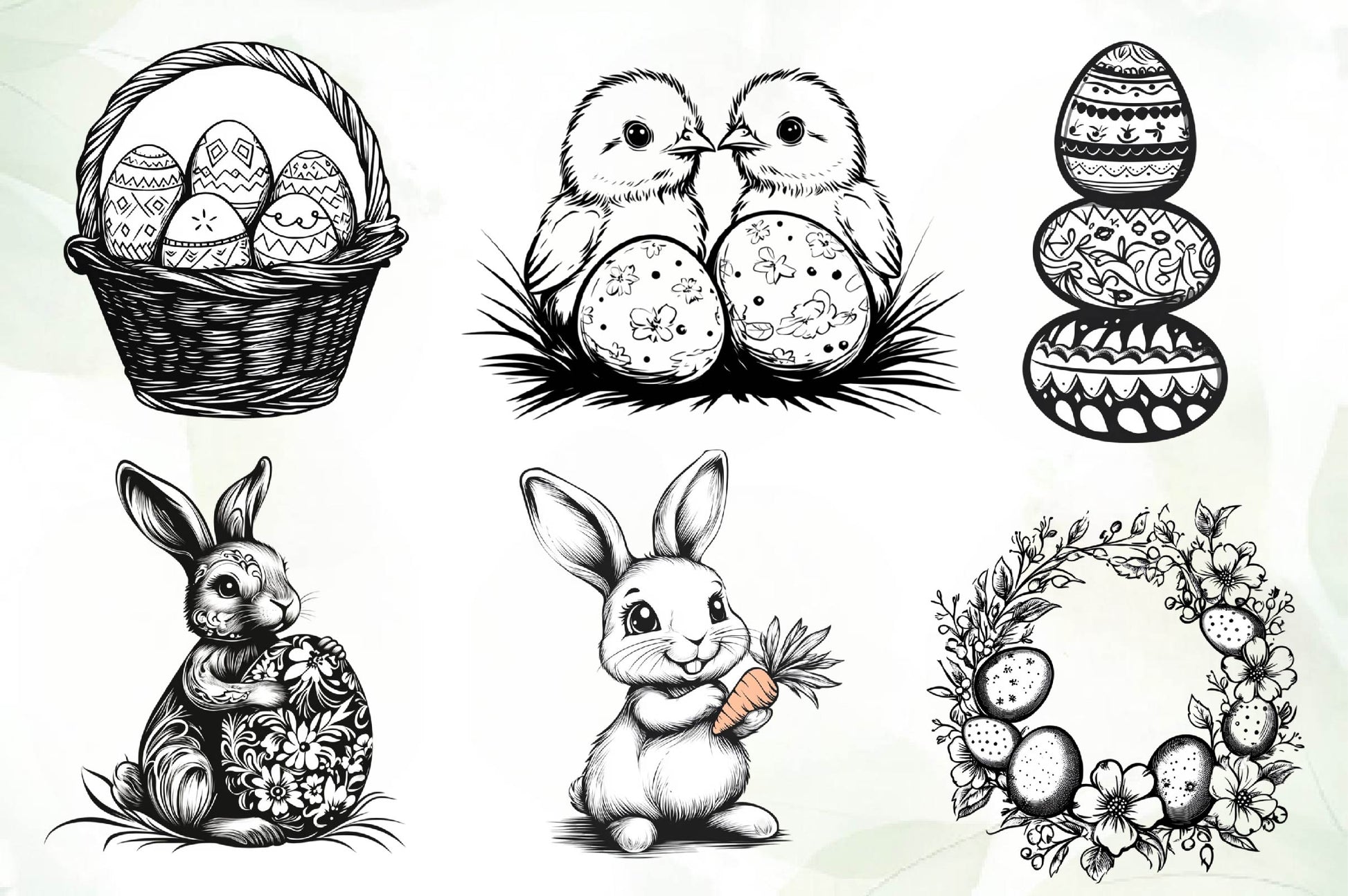 Black And White Easter Day Clipart Bundle - CraftNest - Digital Crafting and Art