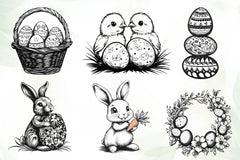 Black And White Easter Day Clipart Bundle - CraftNest - Digital Crafting and Art