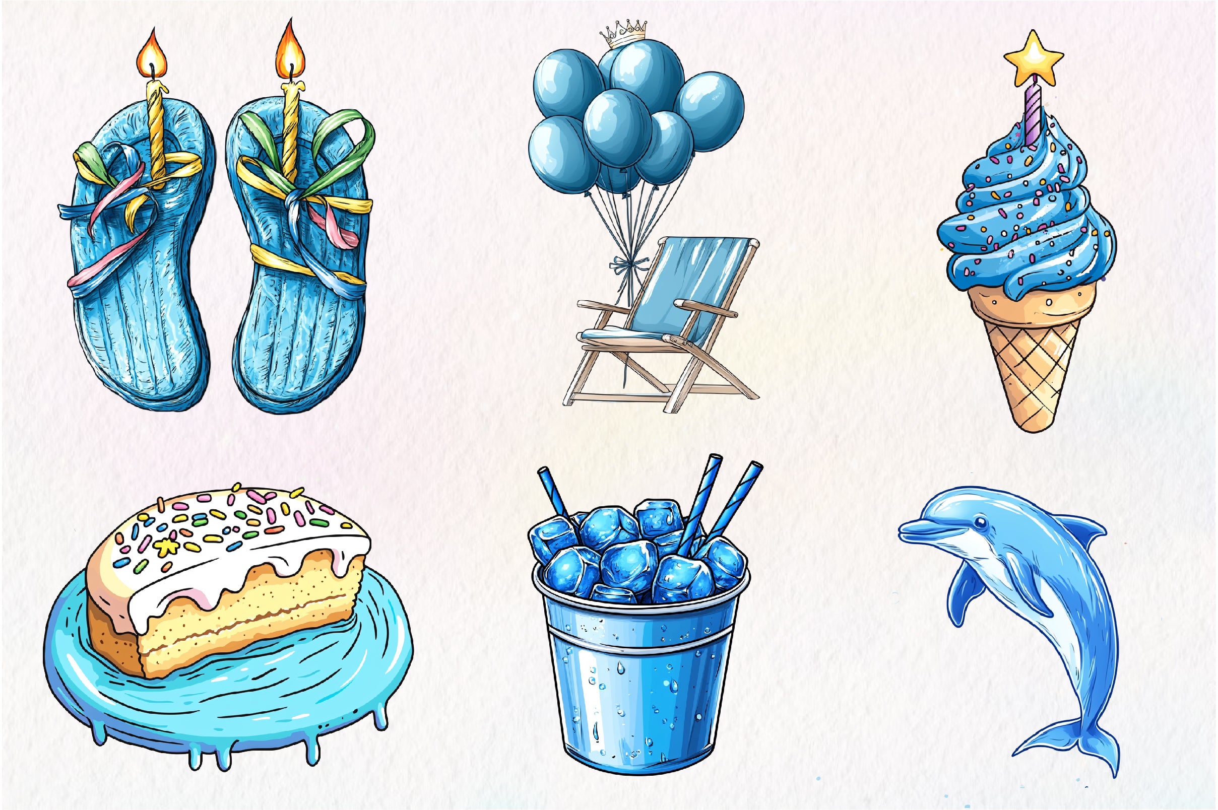 Summer Happy Birthday Clipart Bundle 1 - CraftNest - Digital Crafting and Art