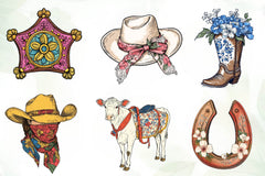 Cute Chinoiserie Cowgirl Clipart Bundle - CraftNest - Digital Crafting and Art