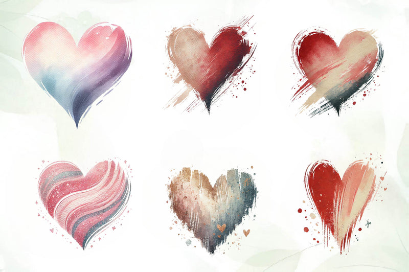 Valentines Day Heart Brushstroke Clipart Bundle - CraftNest - Digital Crafting and Art