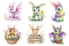 Baby Dragon With Bunny Ears Clipart Bundle - CraftNest - Digital Crafting and Art