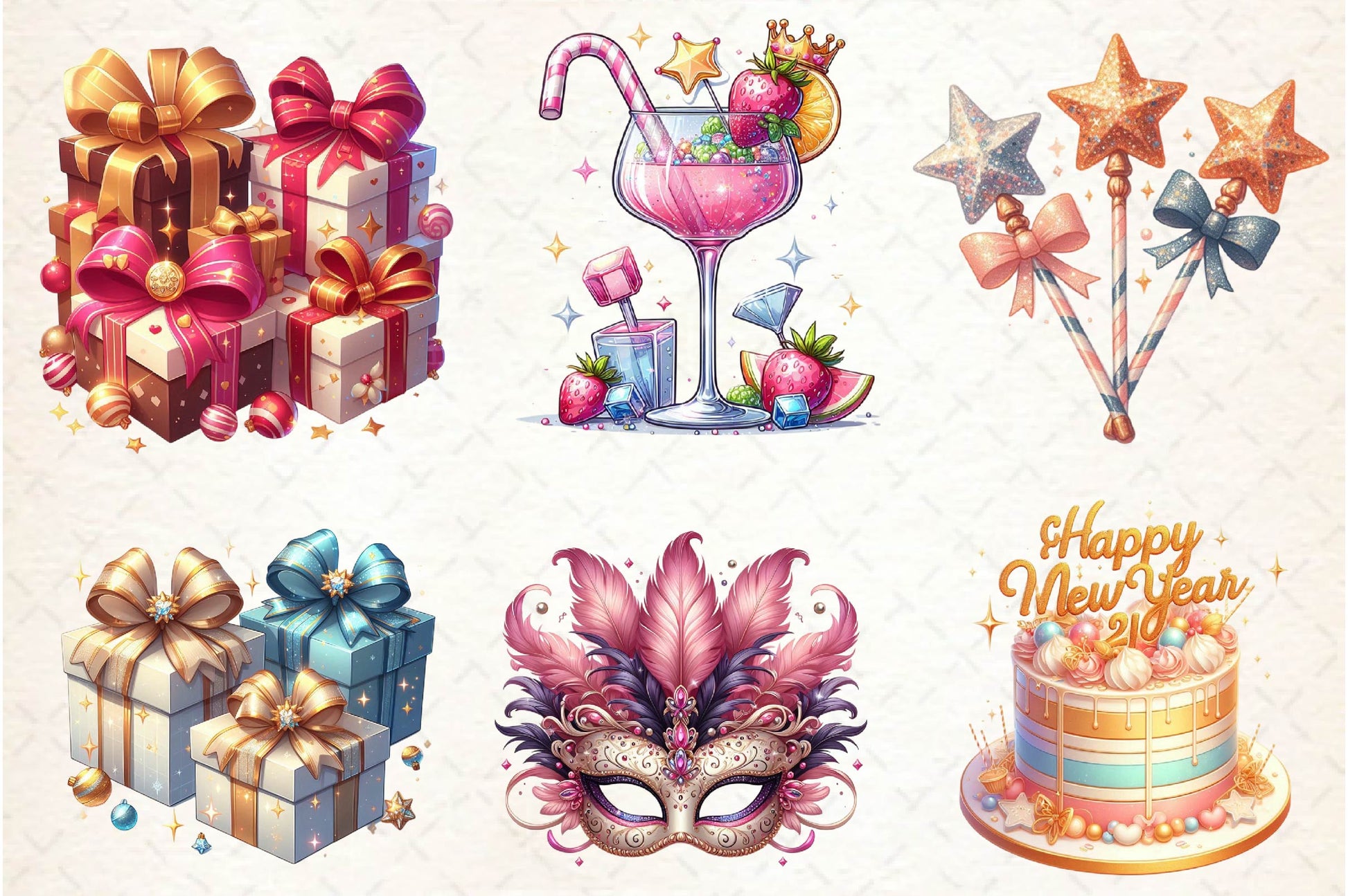 Coquette Happy New Year Party Clipart Bundle - CraftNest - Digital Crafting and Art