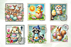 Easter Animals Postage Stamp Clipart Bundle - CraftNest - Digital Crafting and Art