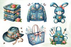 Vintage Denim Spring Clipart Bundle 1 - CraftNest - Digital Crafting and Art
