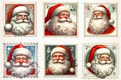 Postage Stamp Santa Claus Clipart Bundle - CraftNest - Digital Crafting and Art