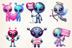 Valentines Day Aliens Clipart Bundle - CraftNest - Digital Crafting and Art