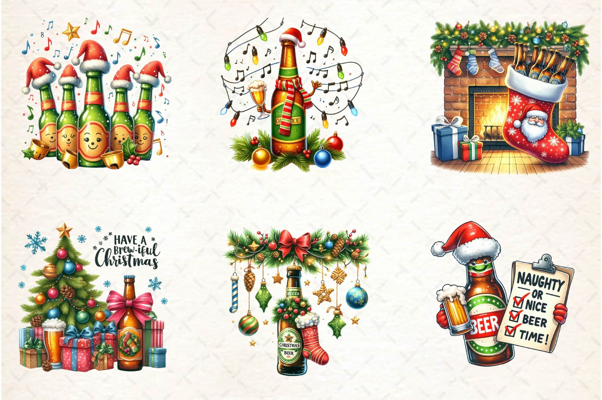 Funny Christmas Beer Bottle Clipart Bundle - CraftNest - Digital Crafting and Art