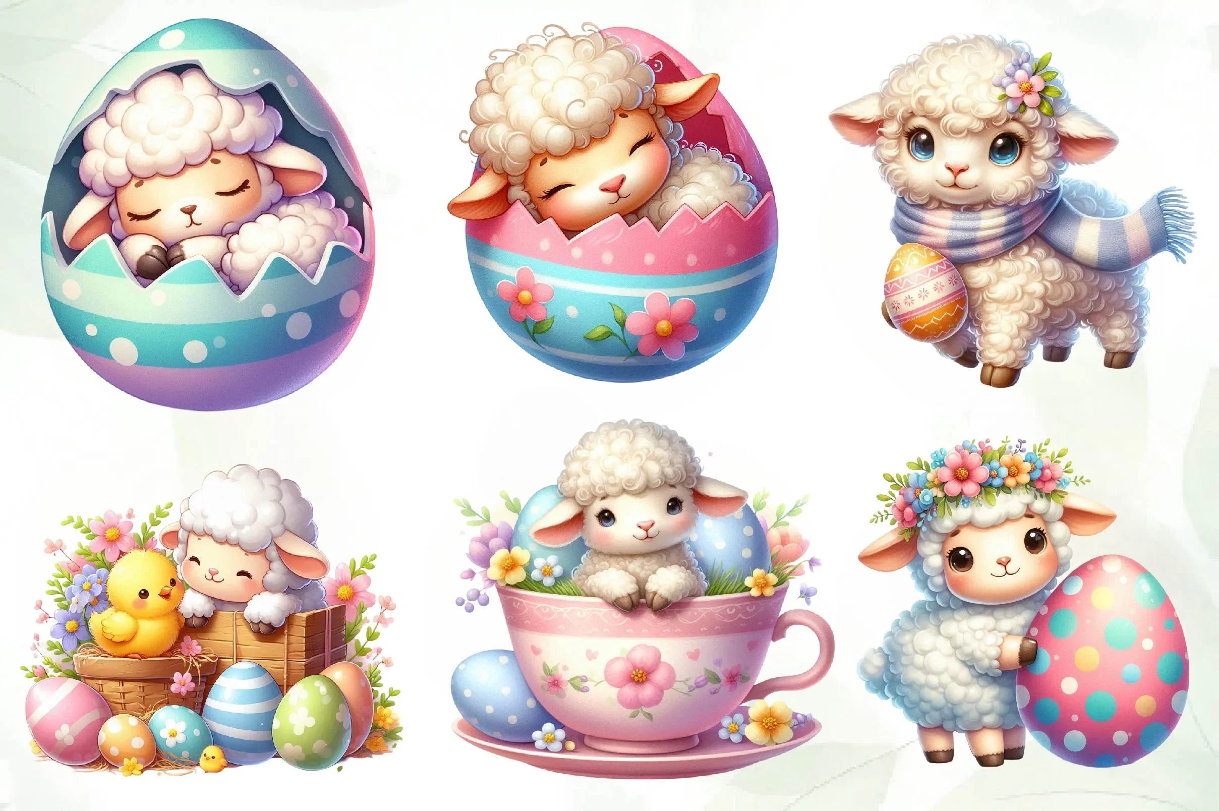 Easter Cute Sheep Easter Clipart Bundle - CraftNest - Digital Crafting and Art