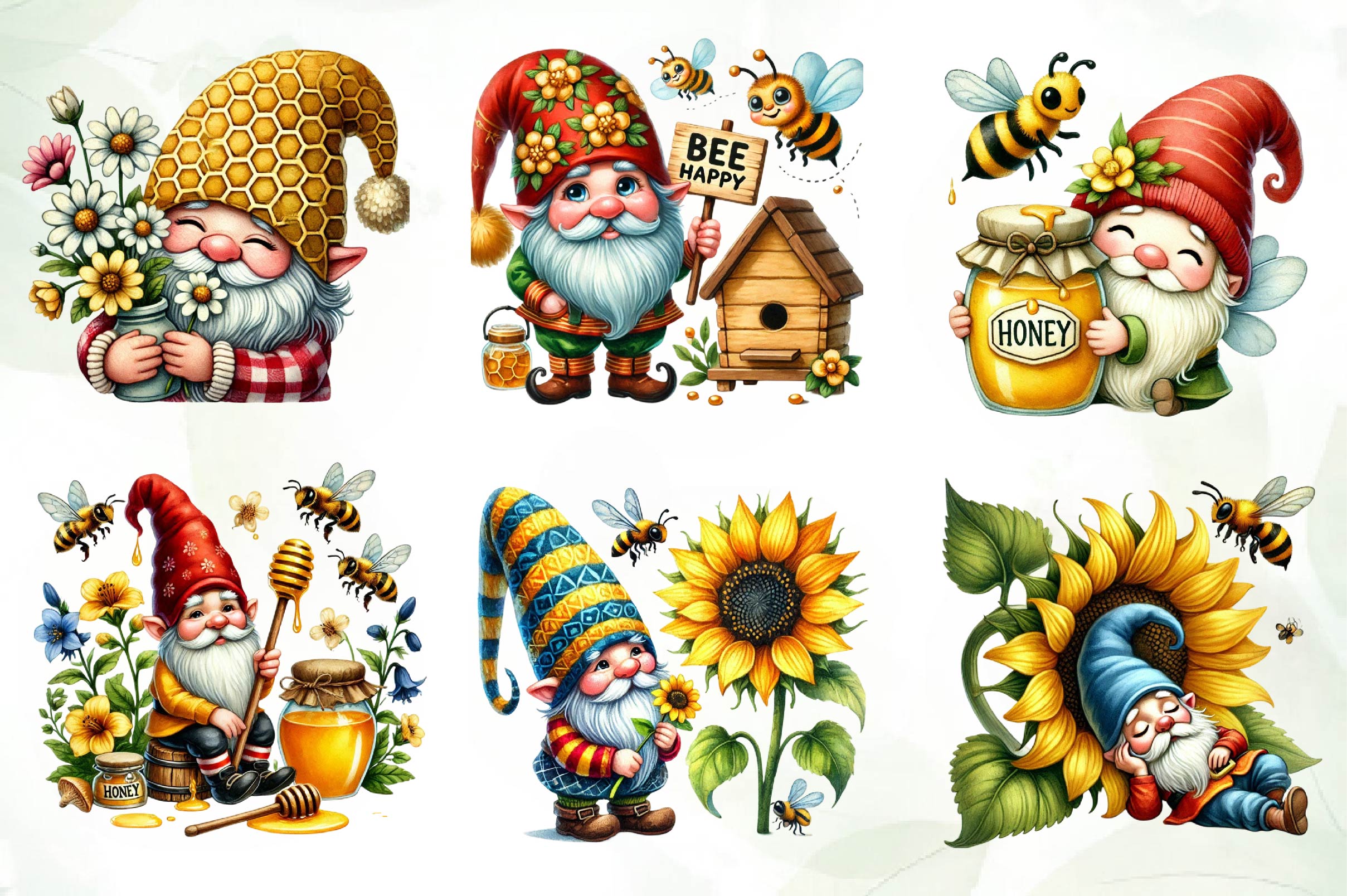 Honey Bee Gnome Clipart Bundle 2 - CraftNest - Digital Crafting and Art