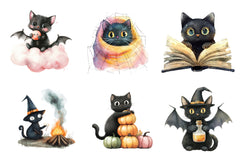 Cute Halloween Black Cats Clipart Bundle - CraftNest - Digital Crafting and Art