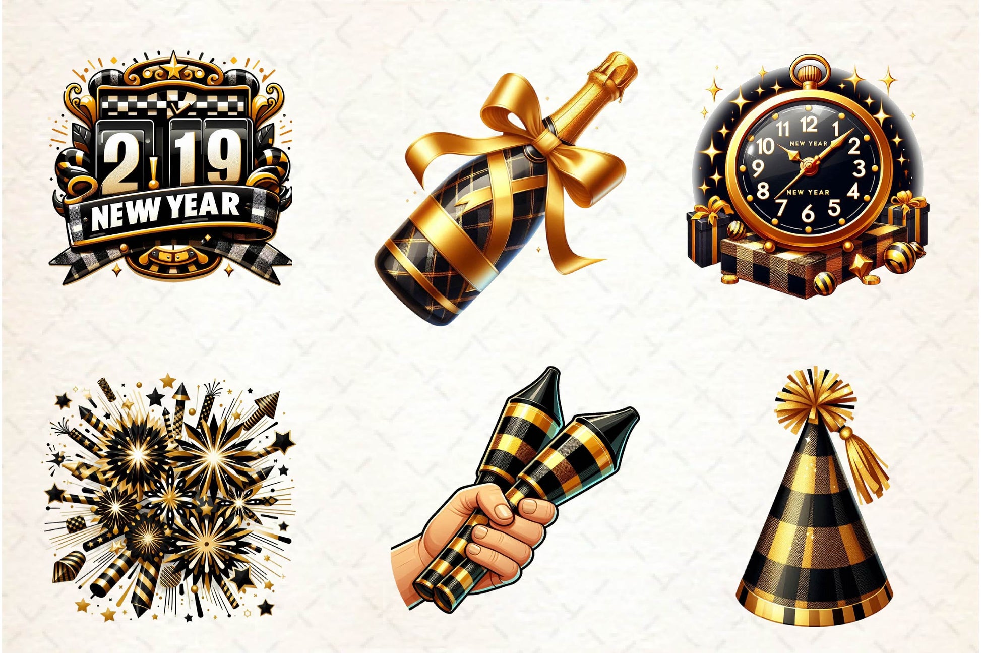 Black & Gold New Year Celebration Clipart Bundle - CraftNest - Digital Crafting and Art