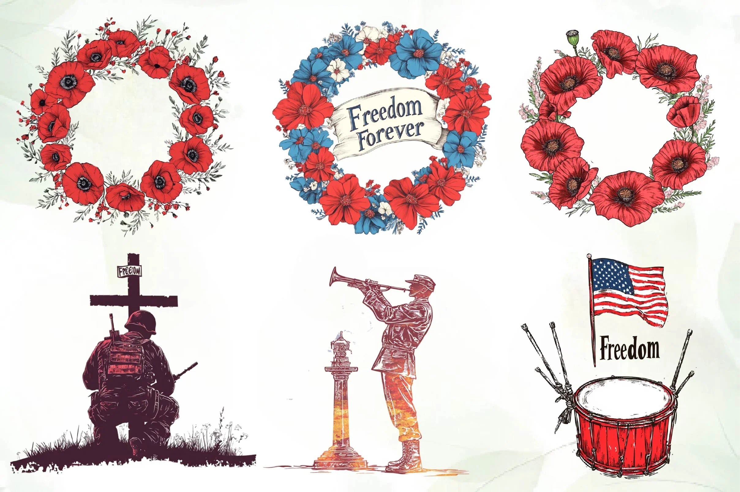 Freedom Forever Memorial Day Design Clipart Bundle - CraftNest - Digital Crafting and Art