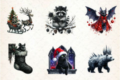 Christmas Gothic Animals Clipart Bundle - CraftNest - Digital Crafting and Art