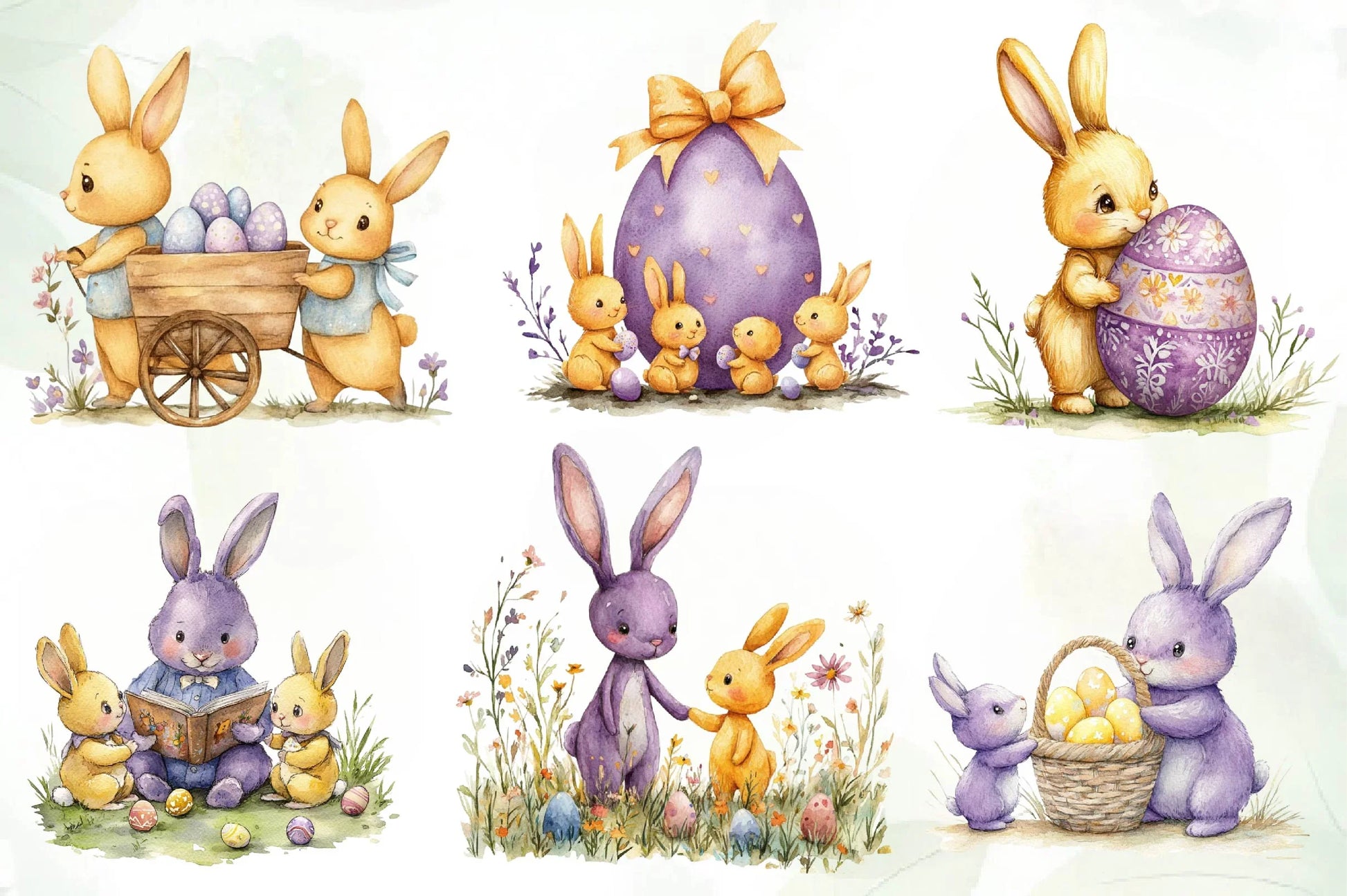 Easter Bunnies Family Clipart Bundle - CraftNest - Digital Crafting and Art