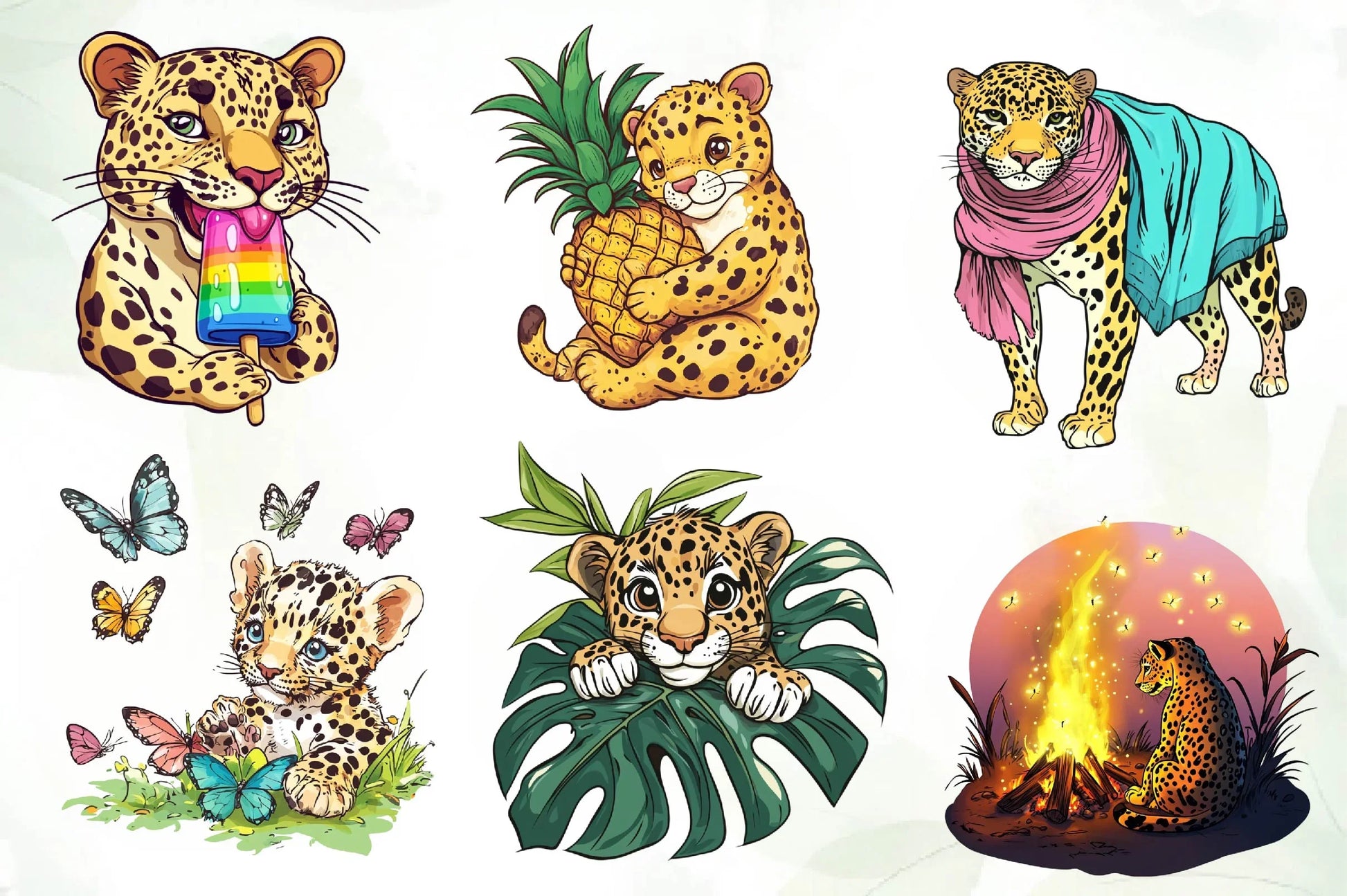 Summer Cute Leopard Clipart Bundle - CraftNest - Digital Crafting and Art