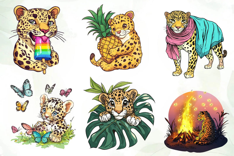 Summer Cute Leopard Clipart Bundle - CraftNest - Digital Crafting and Art