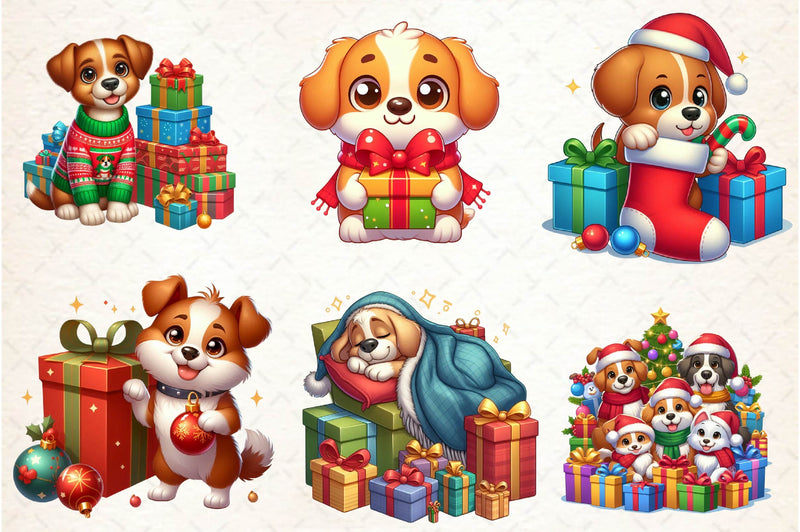 Christmas Dog Gift Box Clipart Bundle - CraftNest - Digital Crafting and Art
