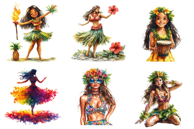 Hula Girl Clipart Bundle - CraftNest - Digital Crafting and Art