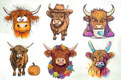 Cute Highland Cow Clipart Bundle - CraftNest - Digital Crafting and Art