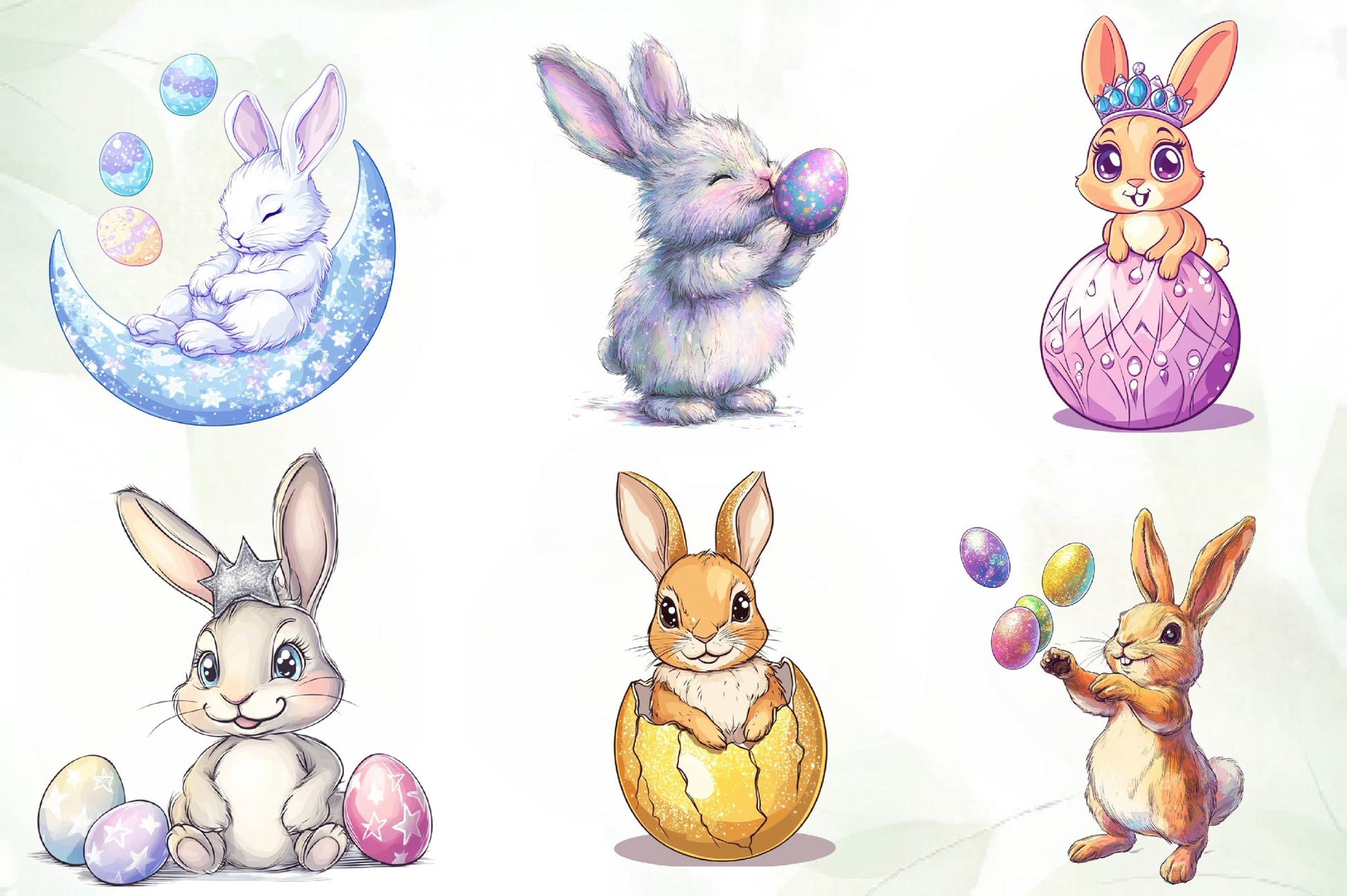Glitter Bunny & Easter Egg Design Clipart Bundle - CraftNest - Digital Crafting and Art