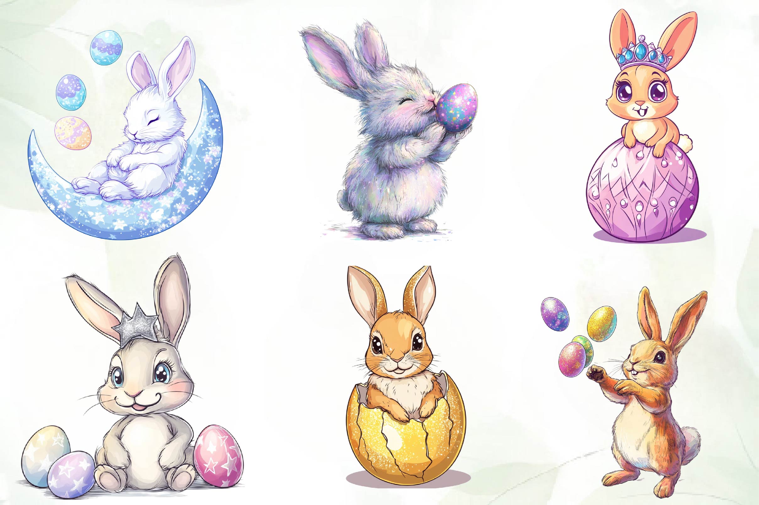 Glitter Bunny & Easter Egg Design Clipart Bundle - CraftNest - Digital Crafting and Art