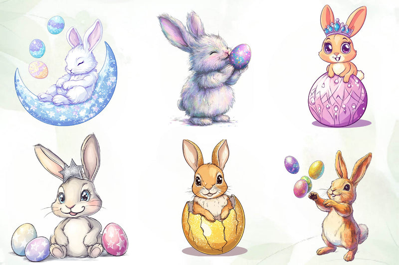 Glitter Bunny & Easter Egg Design Clipart Bundle - CraftNest - Digital Crafting and Art