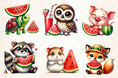 Summer Animals Enjoy Watermelon Clipart Bundle 1 - CraftNest - Digital Crafting and Art