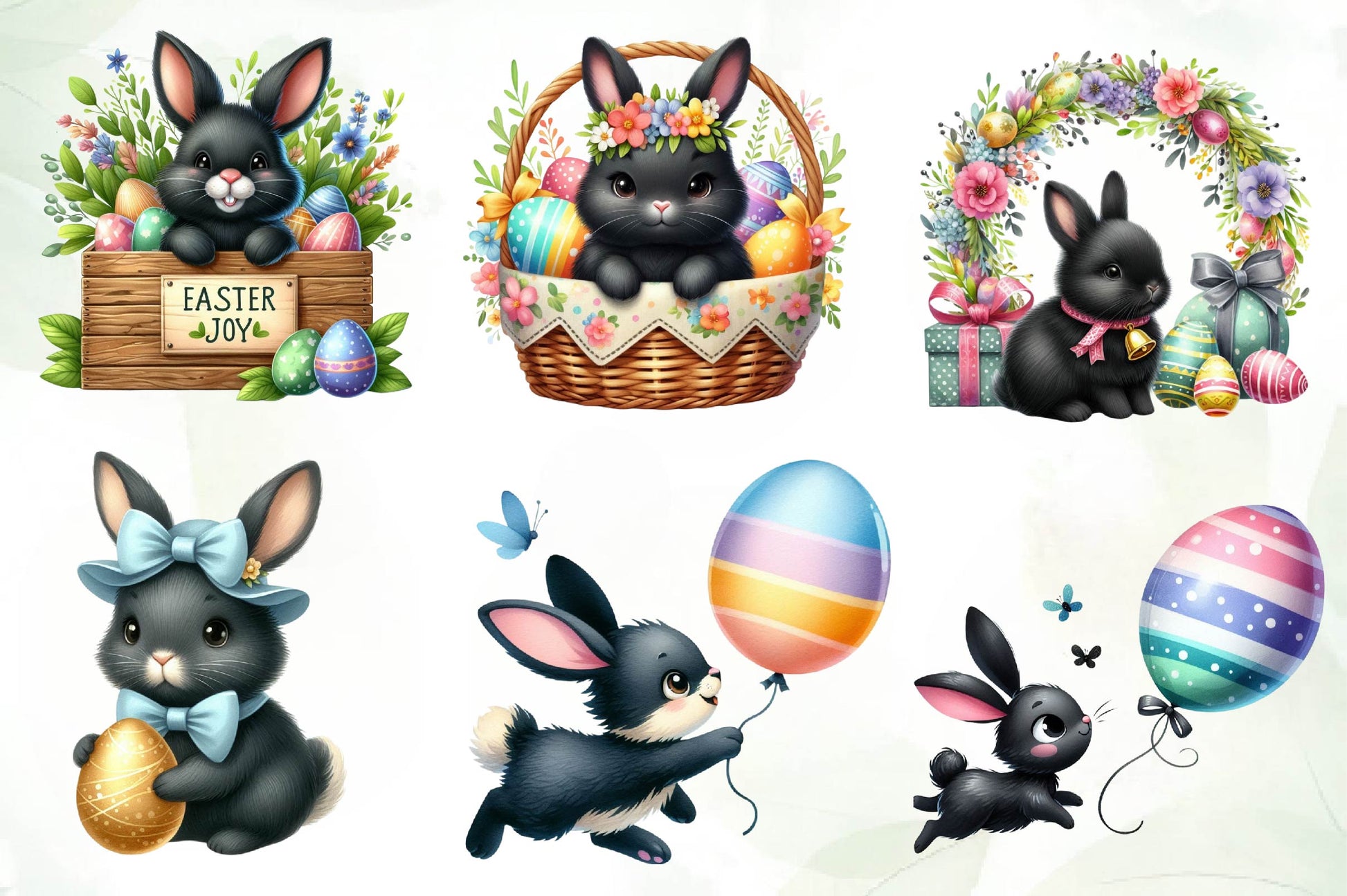 Cute Black Easter Bunny Clipart Bundle 1 - CraftNest - Digital Crafting and Art
