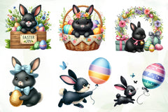Cute Black Easter Bunny Clipart Bundle 1 - CraftNest - Digital Crafting and Art