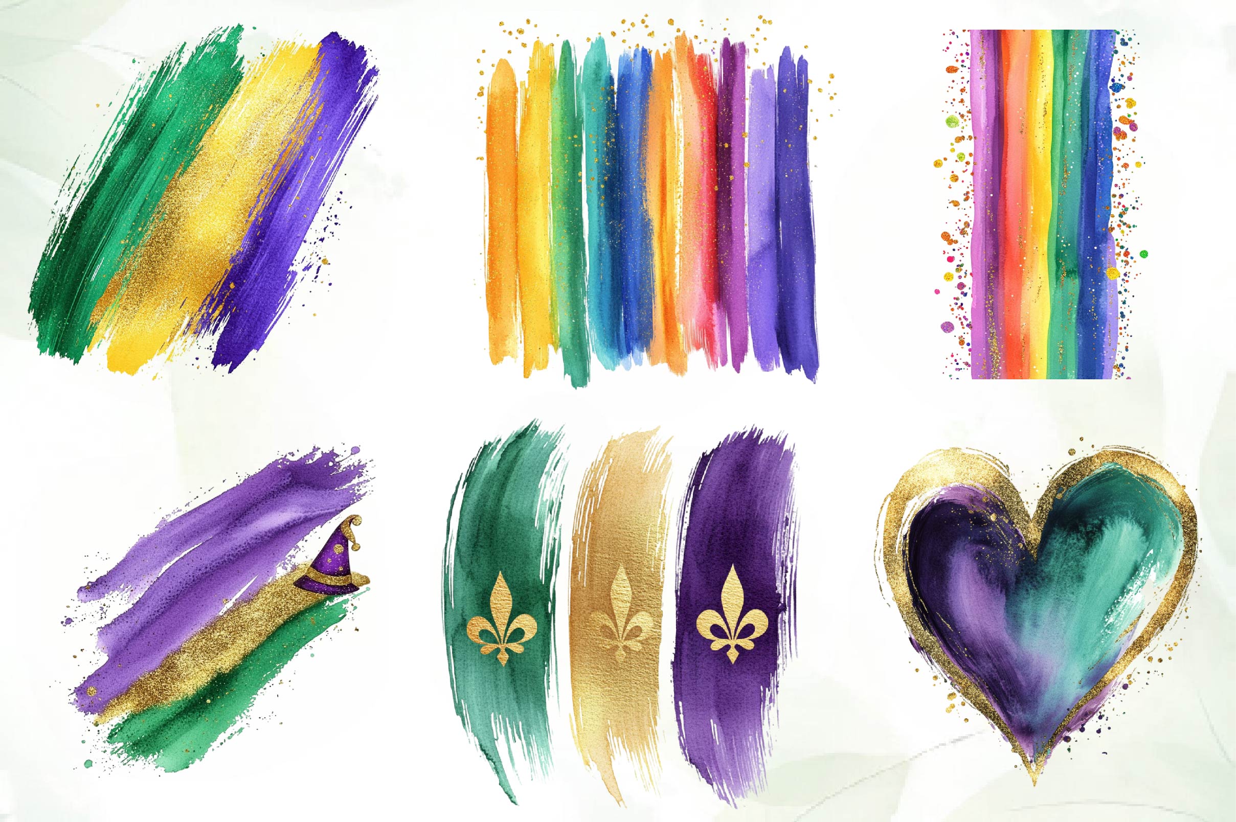 Brush Mardi Gras Clipart Bundle - CraftNest - Digital Crafting and Art