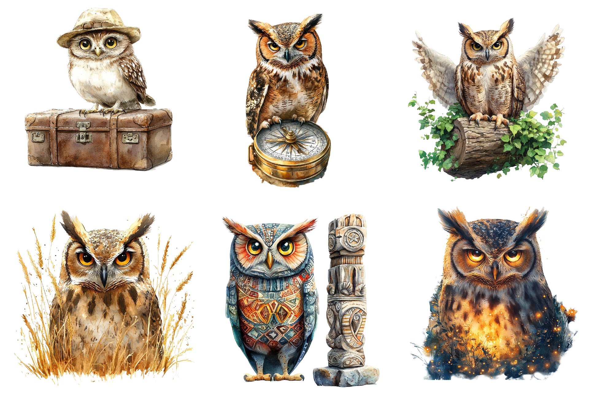 Safari Owl Clipart Bundle - CraftNest - Digital Crafting and Art