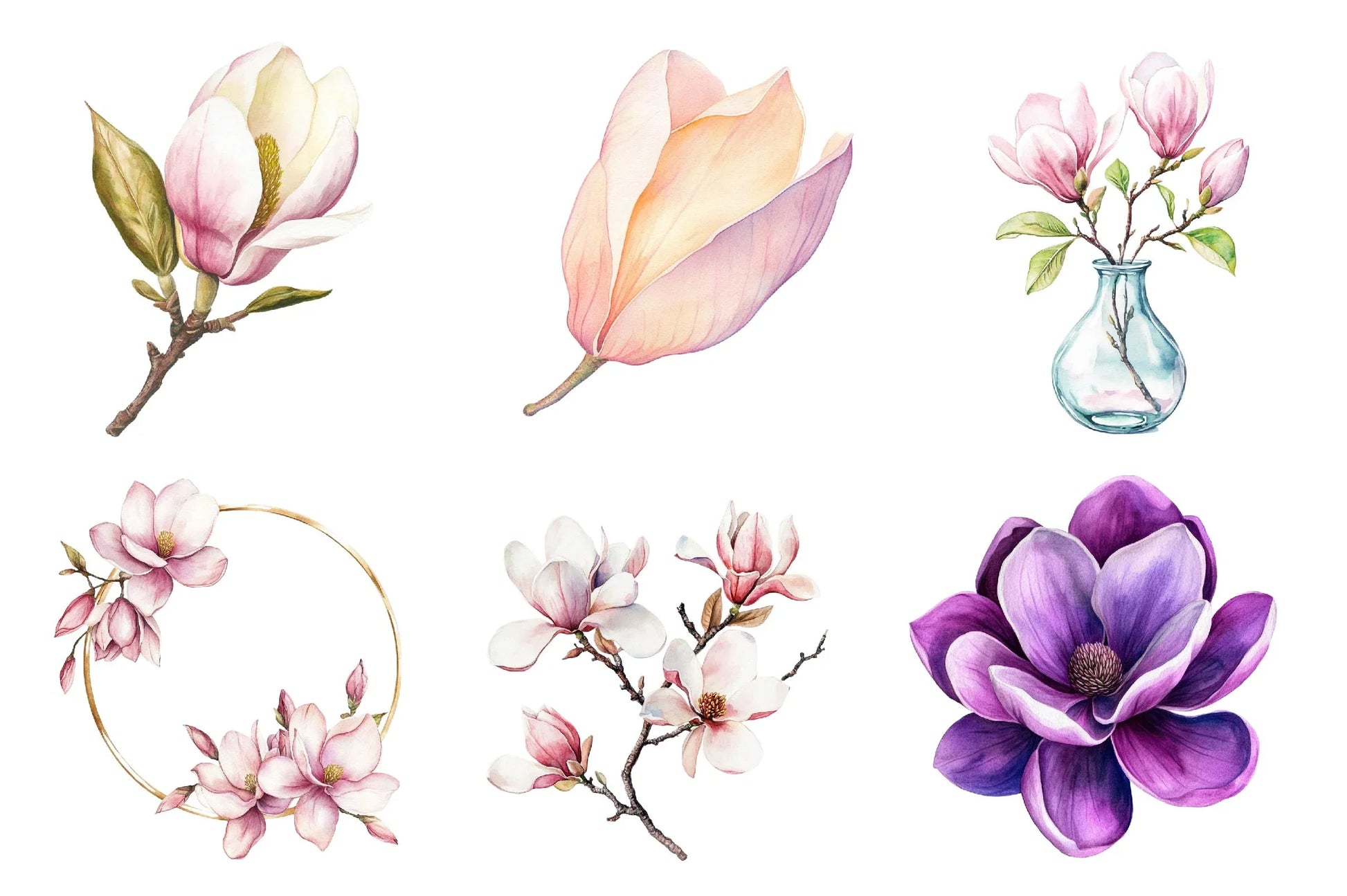 Magnolias Spring Flowers Clipart Bundle - CraftNest - Digital Crafting and Art