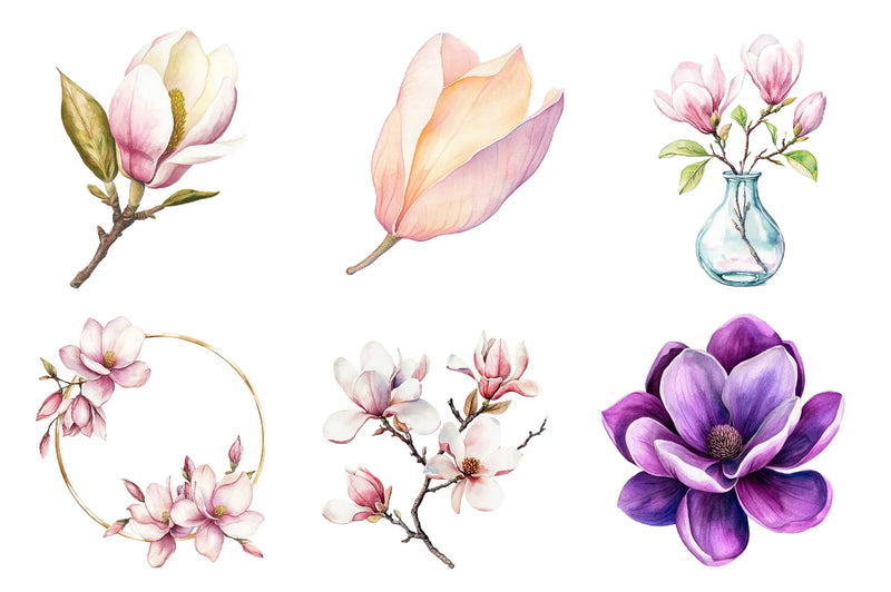 Magnolias Spring Flowers Clipart Bundle - CraftNest - Digital Crafting and Art