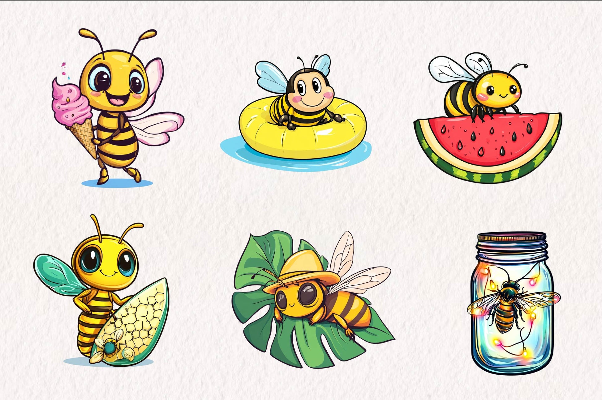 Summer Bee Clipart Bundle - CraftNest - Digital Crafting and Art