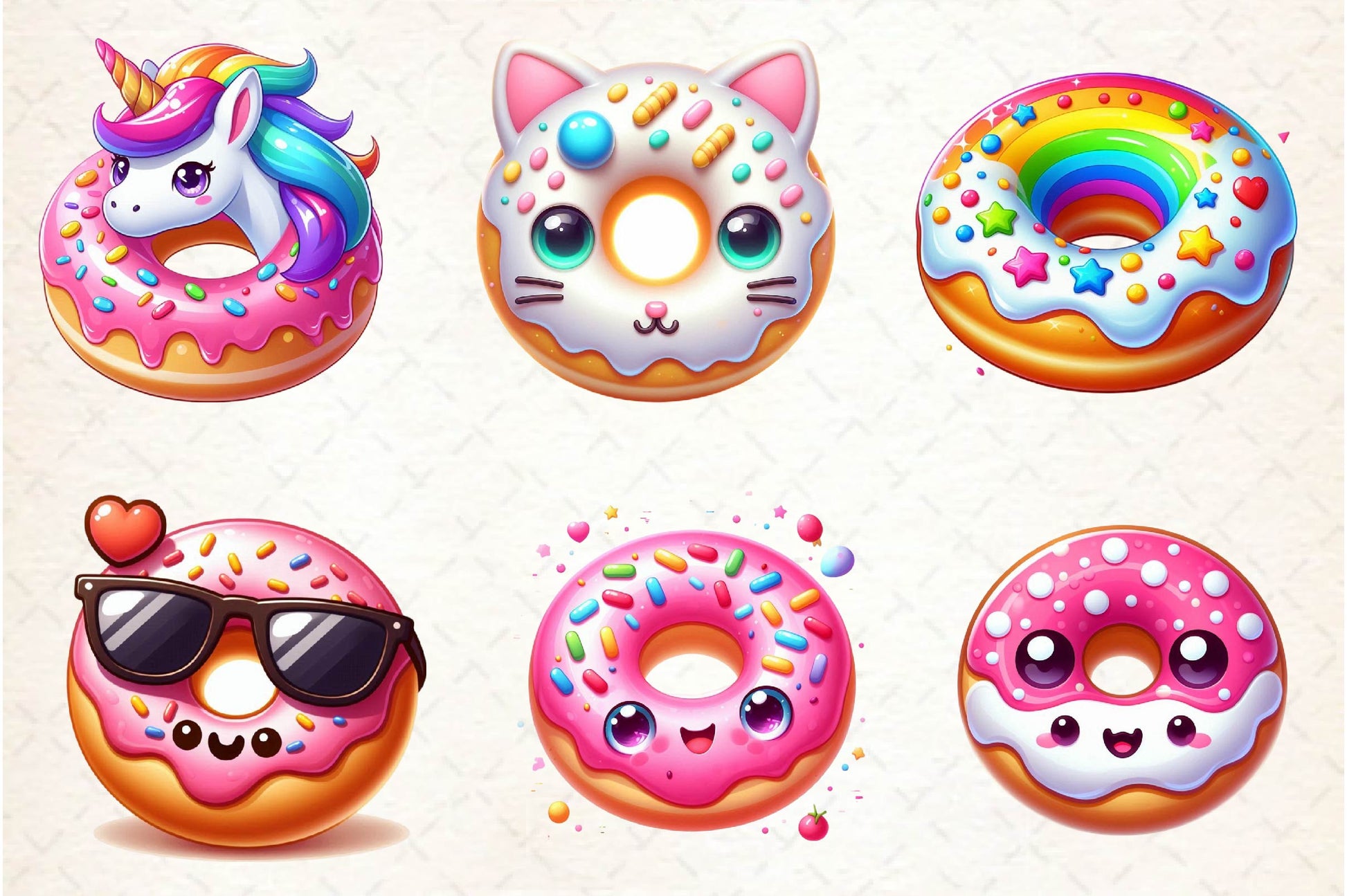 Kawaii Cute Donut Clipart Bundle - CraftNest - Digital Crafting and Art