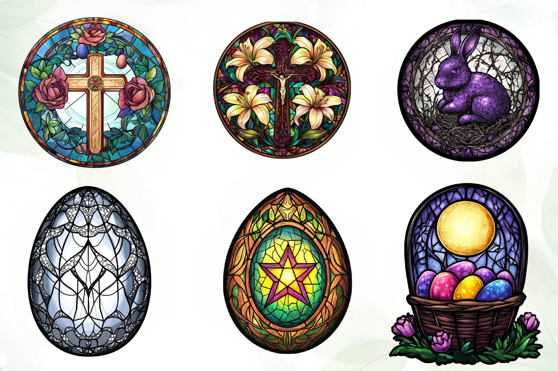 Gothic Round Stained Glass Easter Clipart Bundle - CraftNest - Digital Crafting and Art