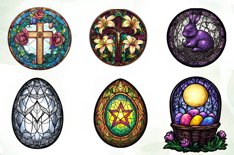 Gothic Round Stained Glass Easter Clipart Bundle - CraftNest - Digital Crafting and Art
