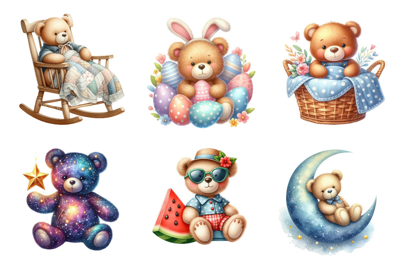 Cute Plush Toy Teddy Bear Clipart Bundle - CraftNest - Digital Crafting and Art