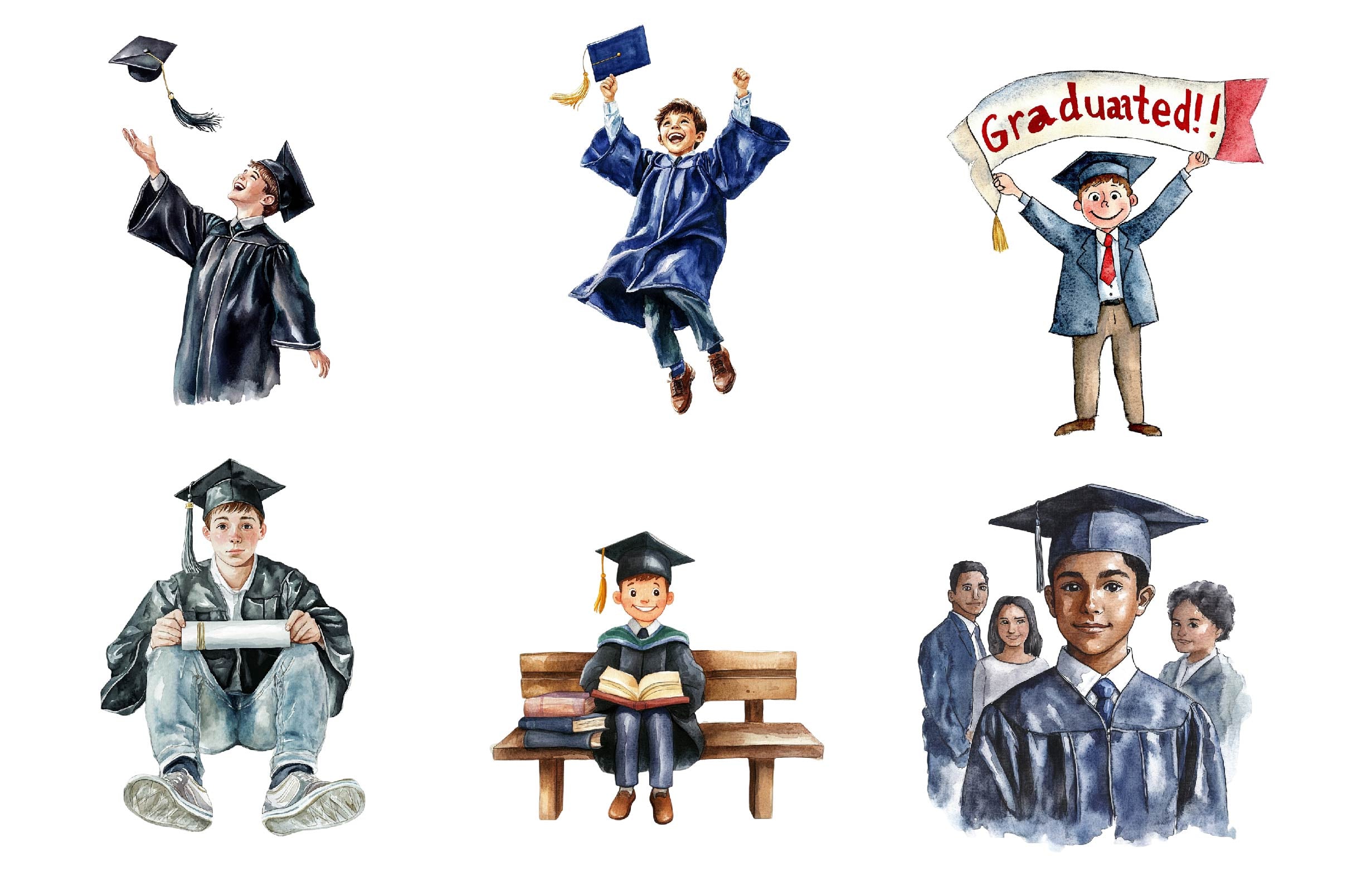Graduation Senior Boy Graduation Day Clipart Bundle - CraftNest - Digital Crafting and Art