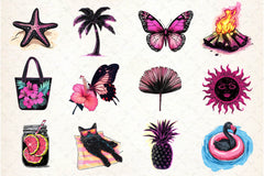 Back And Pink Summer Clipart Bundle - CraftNest - Digital Crafting and Art
