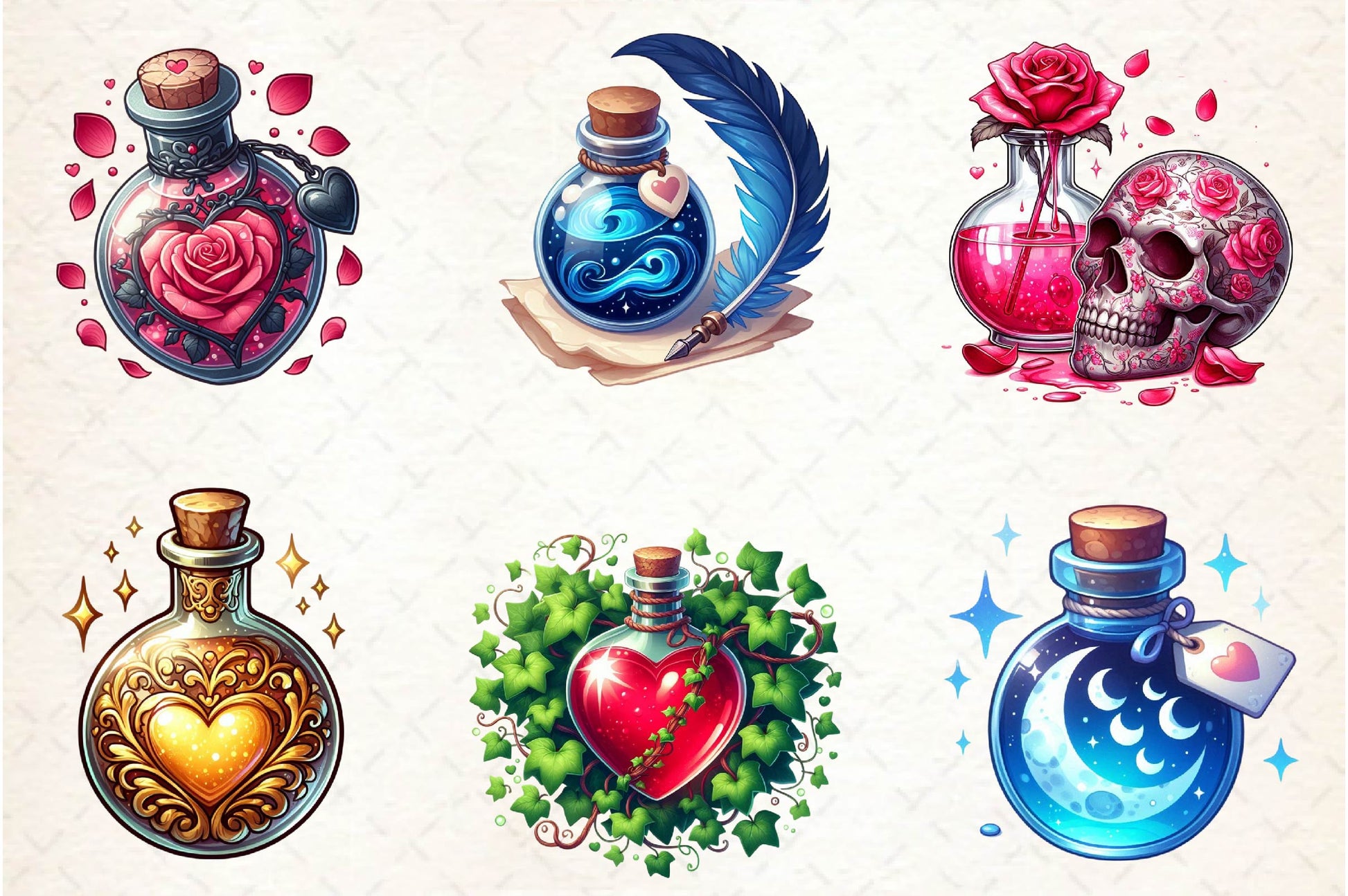 Valentine Gothic Love Potions Clipart Bundle - CraftNest - Digital Crafting and Art