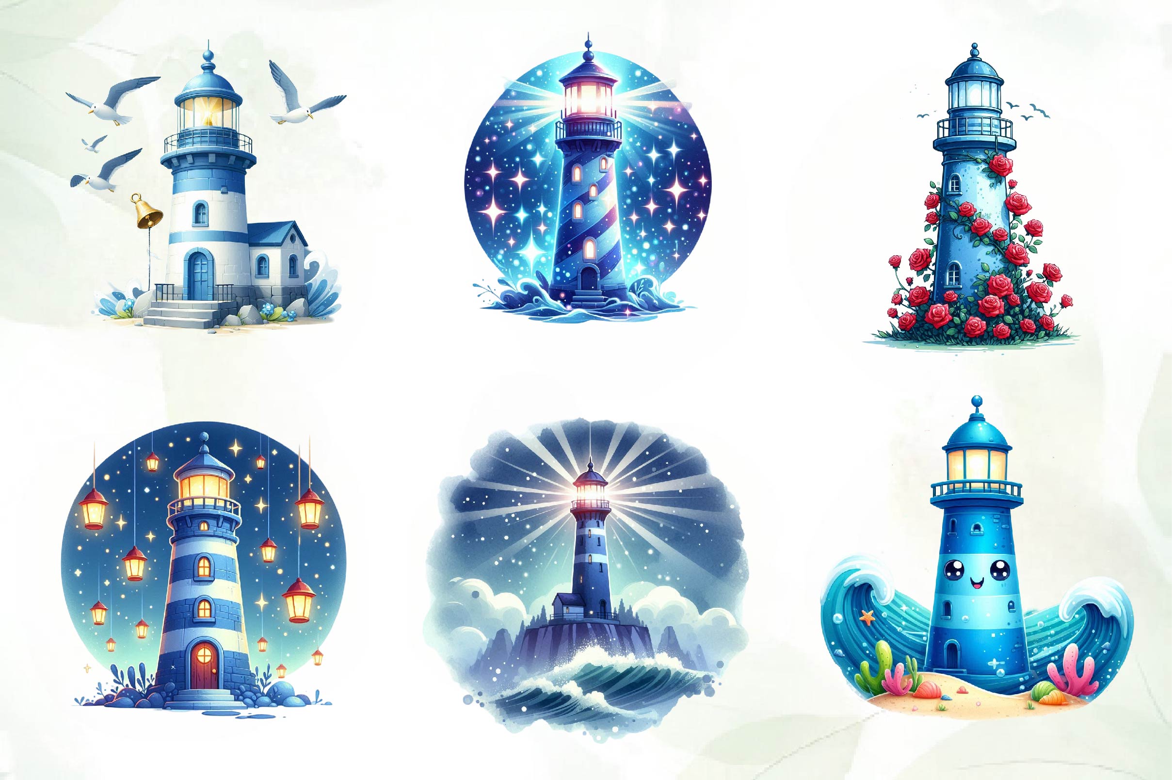 Blue Lighthouse Clipart Bundle - CraftNest - Digital Crafting and Art