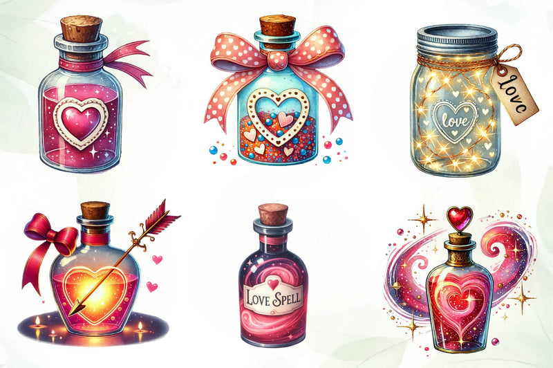 Love Bottle Valentines Day Clipart Bundle - CraftNest - Digital Crafting and Art