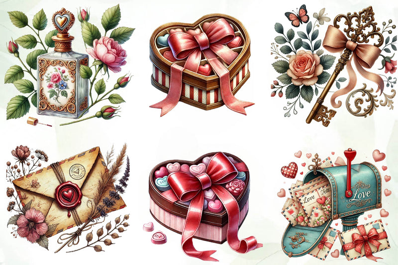 Vintage Old Valentines Day Clipart Bundle - CraftNest - Digital Crafting and Art